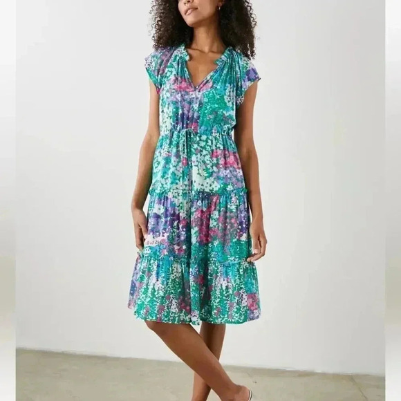 NWT Rails Juni Floral Tiered Midi Dress Gardenia Flower size Small - Picture 12 of 13